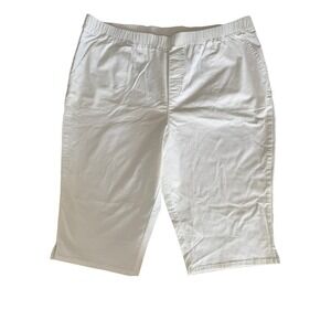 Denim & Co White Pull On Pedal Pusher Shorts Womens 2X Elastic Waist A575304